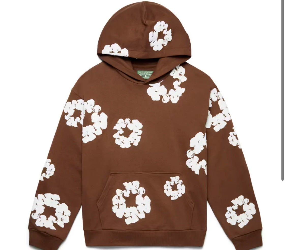 COTTON WREATH HOODIE BROWN