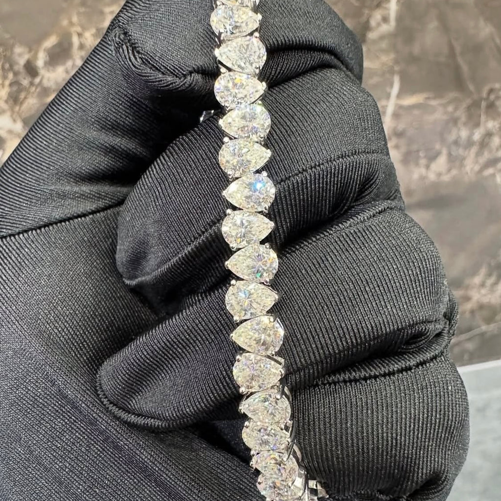 BUSSDOWN TENNIS BRACELET W/ PEAR SHAPED GEMSTONES