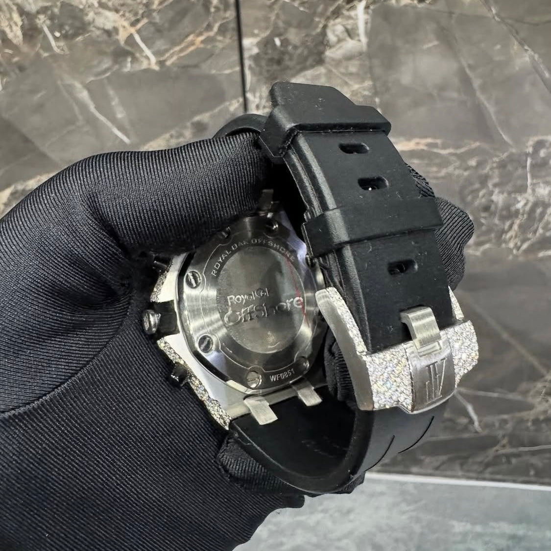 BUSSDOWN AP ROYAL OAK BLACK CHRONOGRAPH BEZEL W/ BLACK RUBBER STRAP