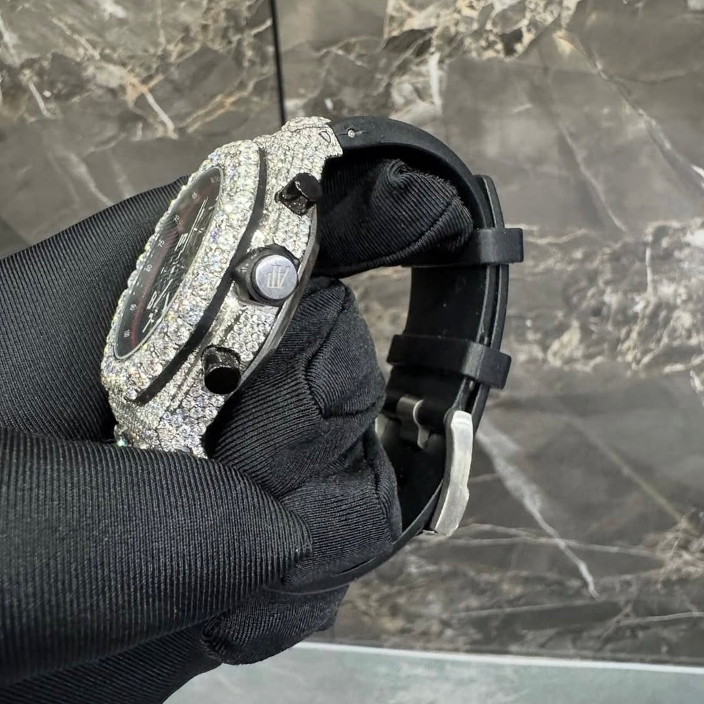 BUSSDOWN AP ROYAL OAK BLACK CHRONOGRAPH BEZEL W/ BLACK RUBBER STRAP