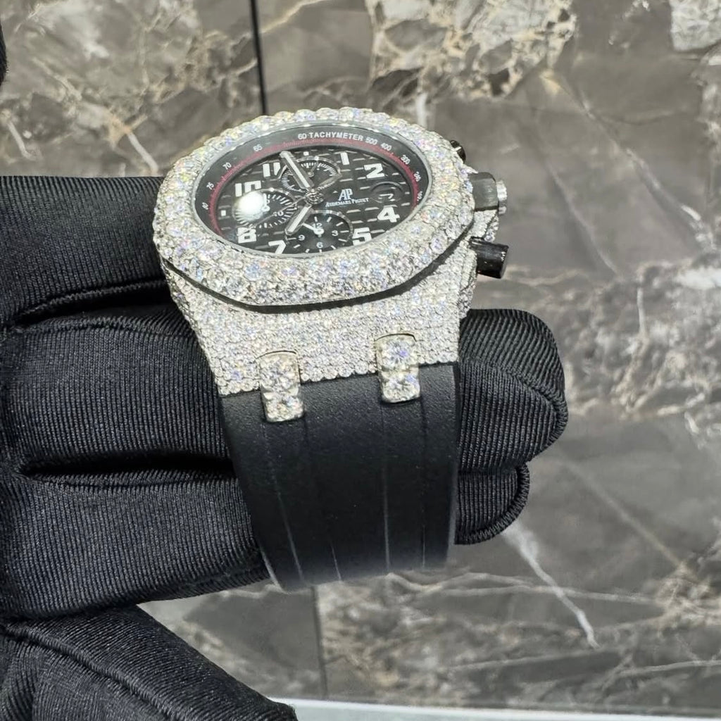 BUSSDOWN AP ROYAL OAK BLACK CHRONOGRAPH BEZEL W/ BLACK RUBBER STRAP