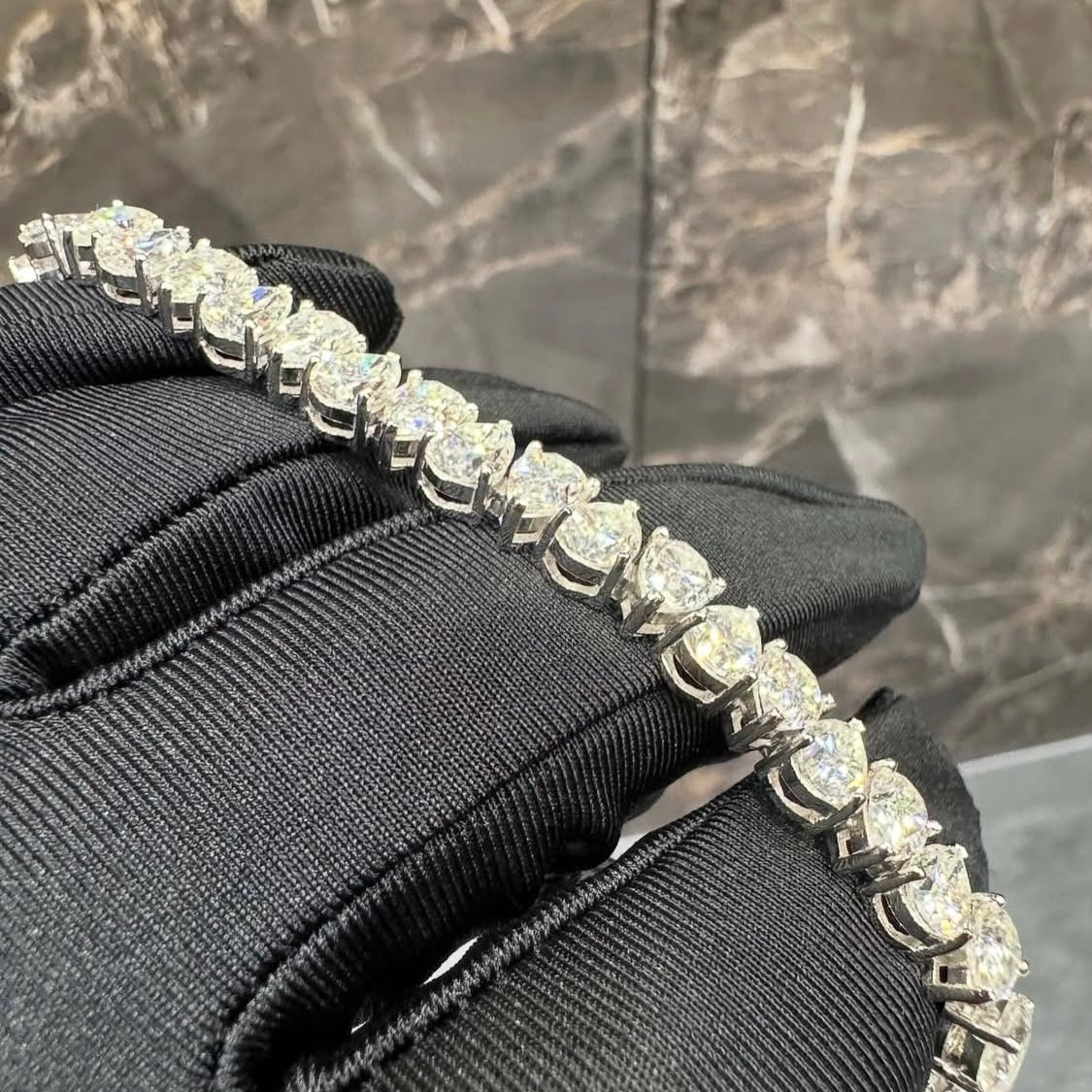 BUSSDOWN TENNIS BRACELET W/ PEAR SHAPED GEMSTONES