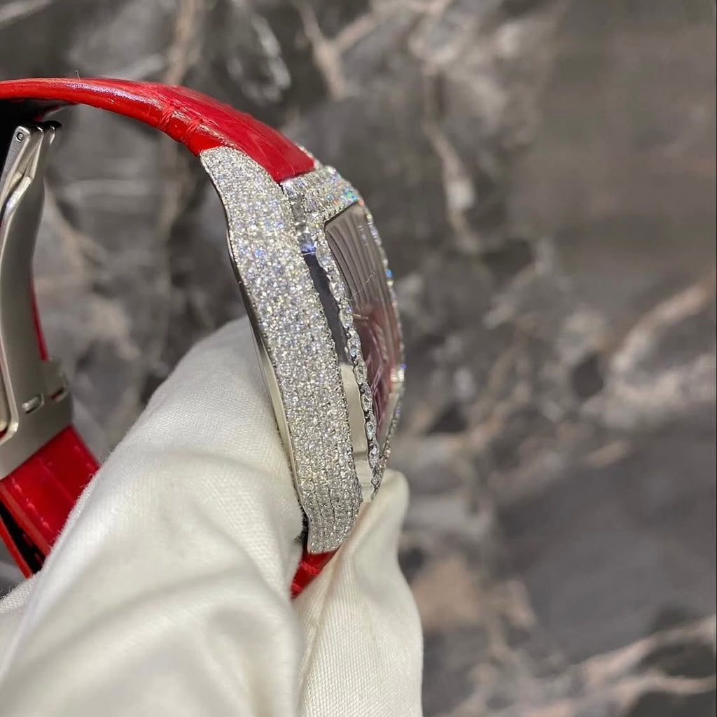 BUSSDOWN CARTIER SANTOS W/ RED DIAL AND RED CROCODILE STRAP