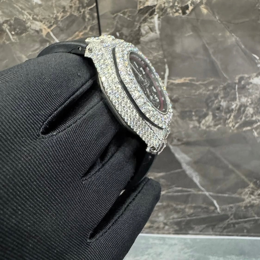 BUSSDOWN AP ROYAL OAK BLACK CHRONOGRAPH BEZEL W/ BLACK RUBBER STRAP