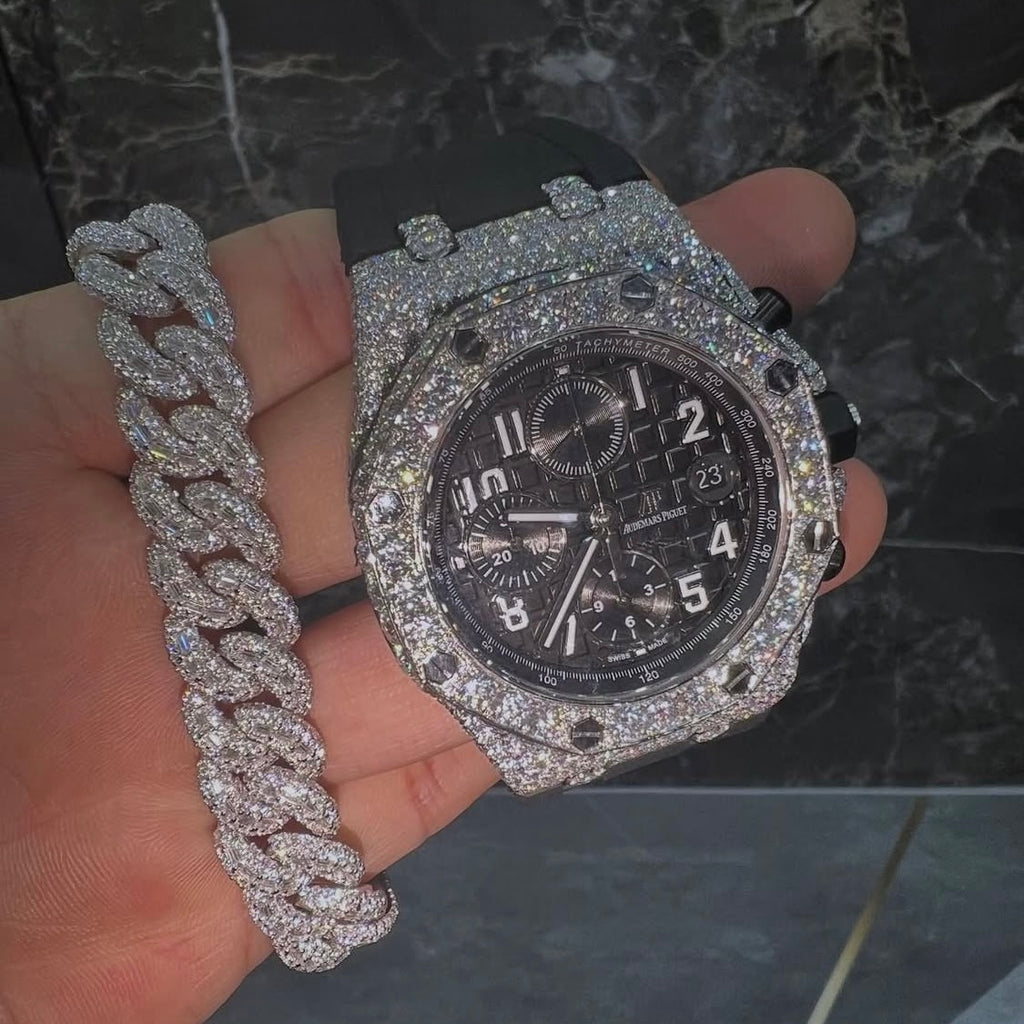 BUSSDOWN AP OFFSHORE BLACK MONOCHROME + MATCHING CUBAN BRACELET