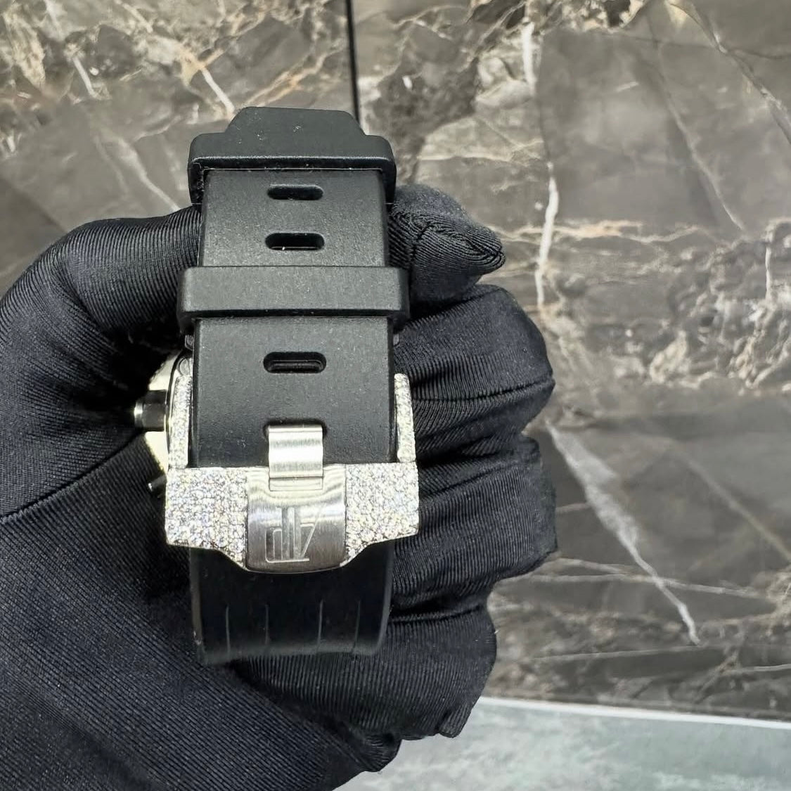 BUSSDOWN AP ROYAL OAK BLACK CHRONOGRAPH BEZEL W/ BLACK RUBBER STRAP