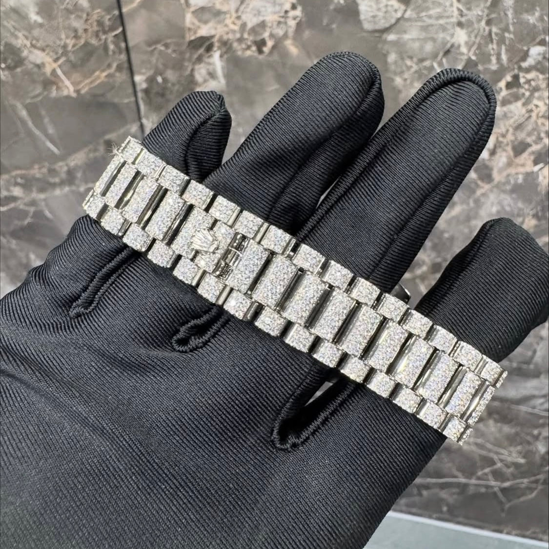 BUSSDOWN ROLEX DAY-DATE WHITE GOLD W/ DIAMOND PAVÉ DIAL