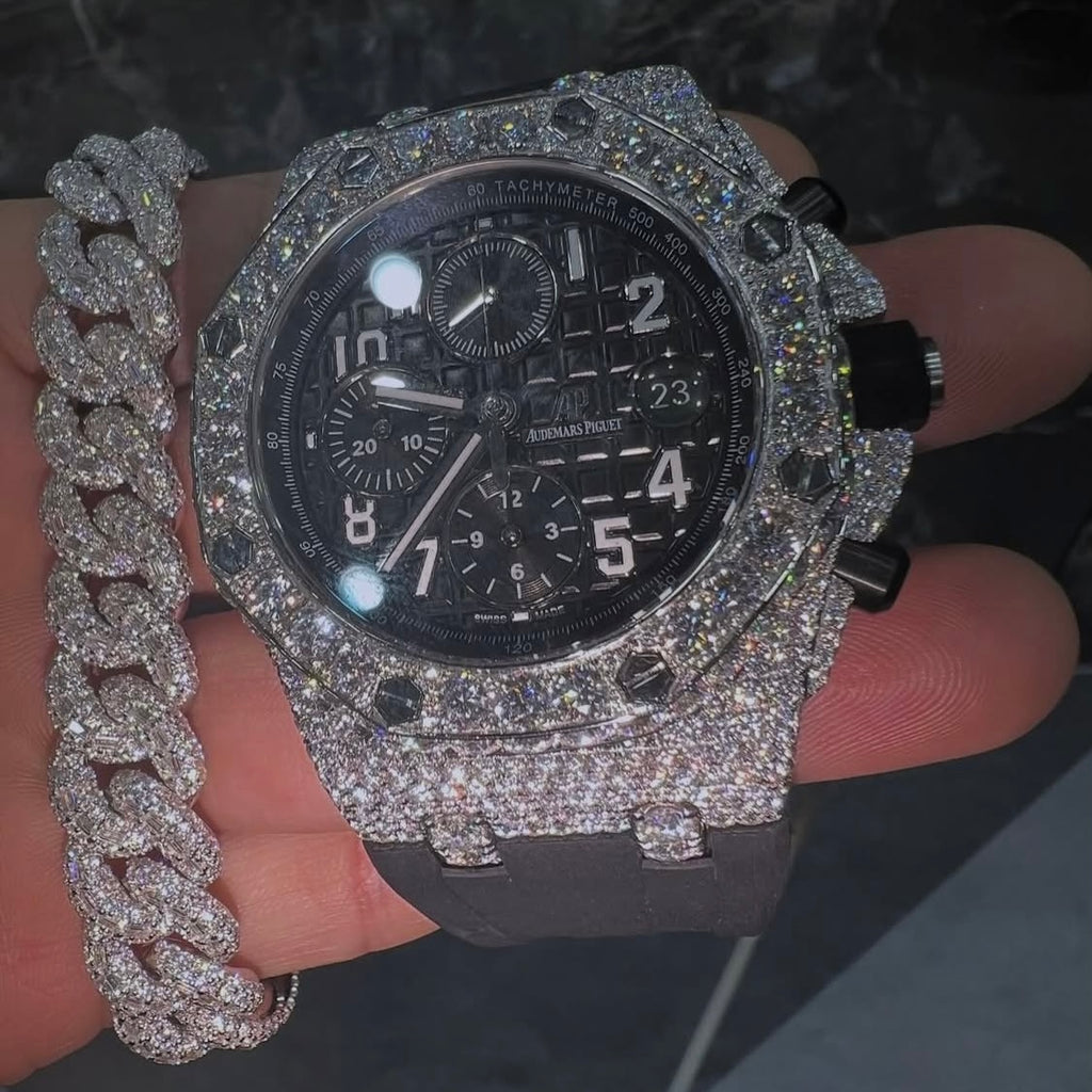 BUSSDOWN AP OFFSHORE BLACK MONOCHROME + MATCHING CUBAN BRACELET