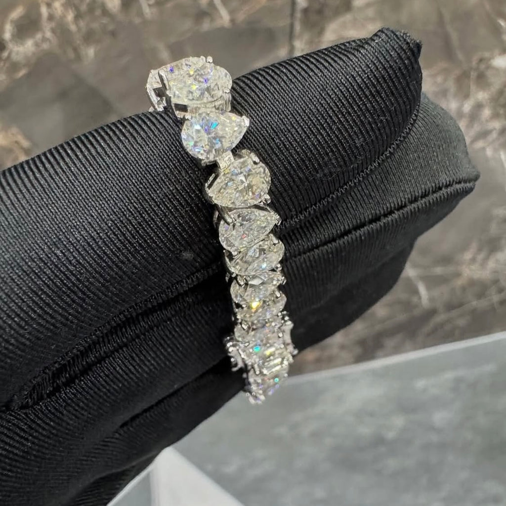 BUSSDOWN TENNIS BRACELET W/ PEAR SHAPED GEMSTONES
