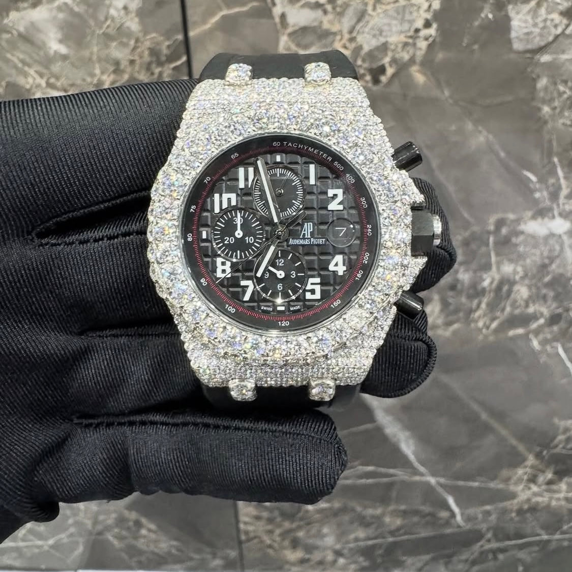 BUSSDOWN AP ROYAL OAK BLACK CHRONOGRAPH BEZEL W/ BLACK RUBBER STRAP