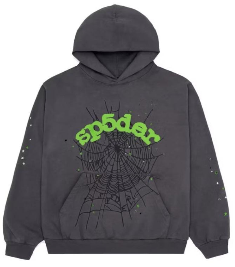WEB HOODIE DARK GREY/SLIME GREEN