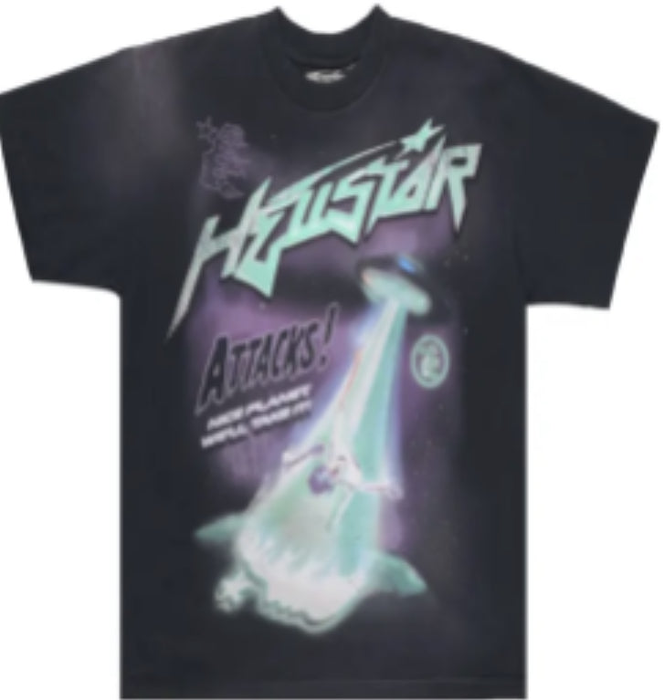 HELLSTAR TEE GRAPHIC DISTRESSED BLACK/PURPLE/LIGHT BLUE