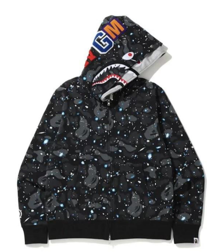 MGM BAPE DOUBLE HOODED FULL ZIP CAMO BLACK/DARK GREY