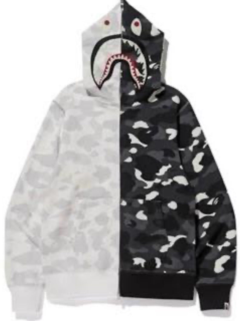 BAPE FULL ZIP 2TONE CAMO LIGHT GREY/DARK GREY