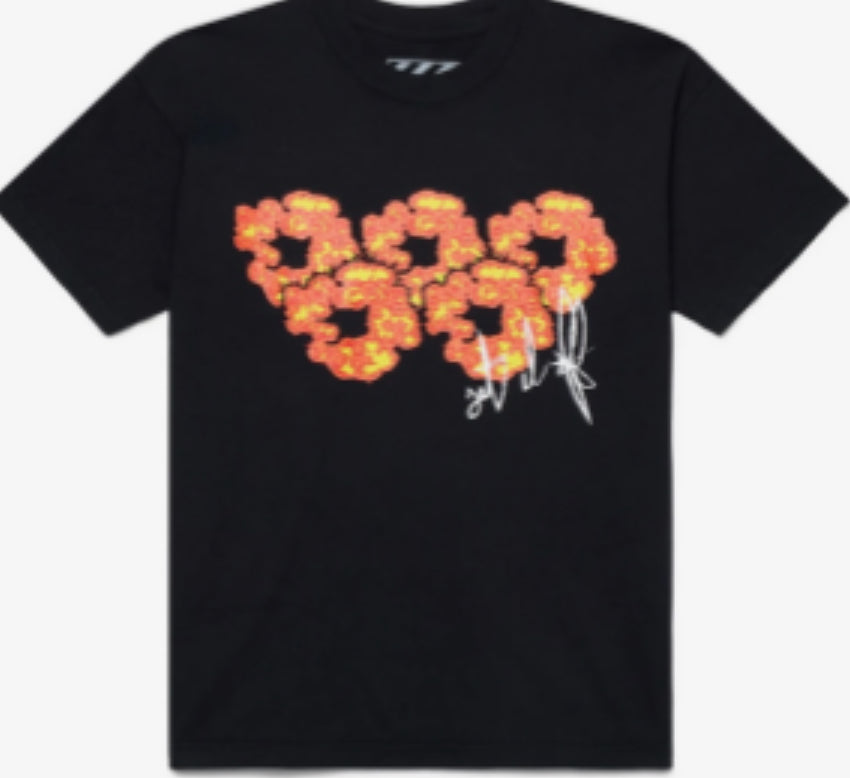 COTTON WREATH TEE BLACK/ORANGE