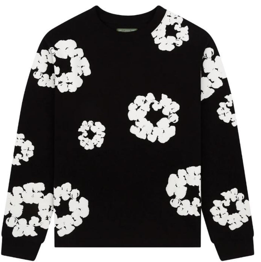 COTTON WREATH SWEATSHIRT BLACK