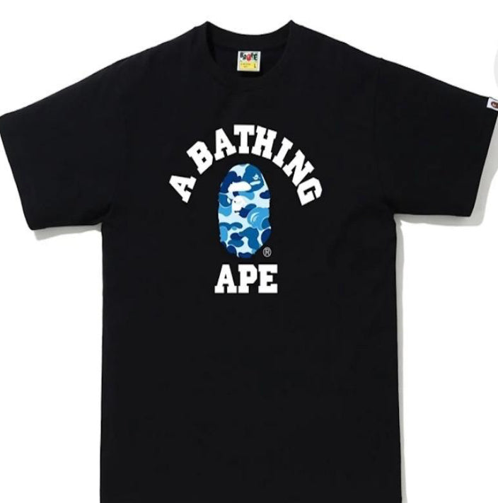 BAPE TEE CAMO BLACK /LIGHT BLUE
