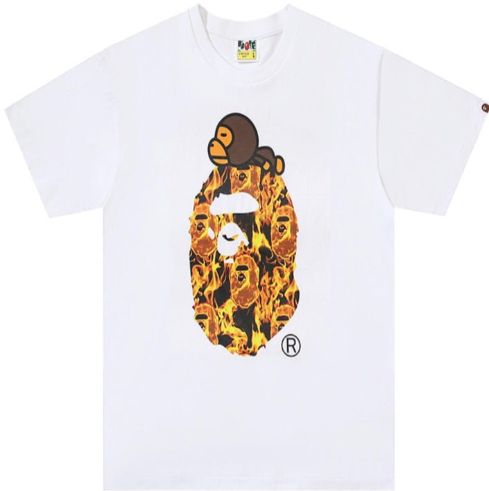 ABC BAPE TEE FLAME WHITE/ORANGE