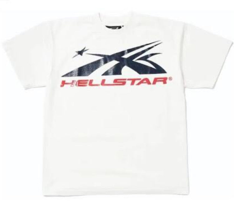 HELLSTAR TEE DISTRESSED WHITE/NAVY BLUE/RED
