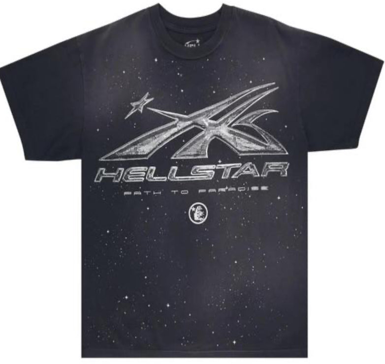 HELLSTAR TEE GRAPHIC DISTRESSED BLACK/SILVER