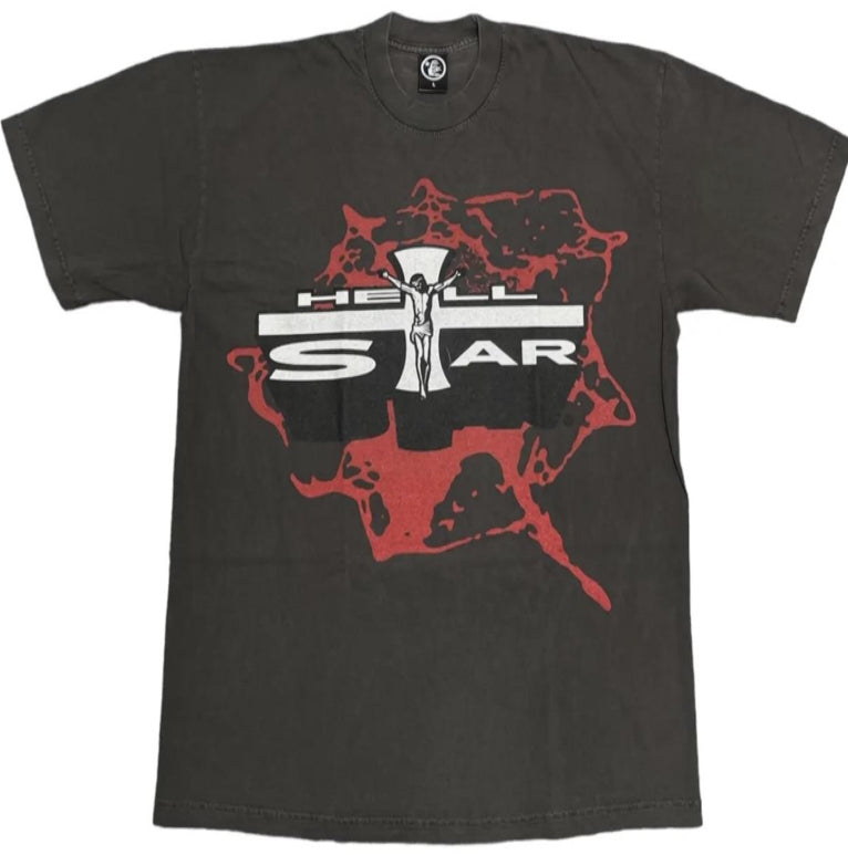 HELLSTAR TEE GRAPHIC DISTRESSED BLACK/RED