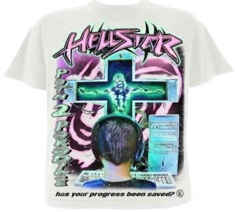 HELLSTAR TEE GRAPHIC WHITE/PINK/GREEN