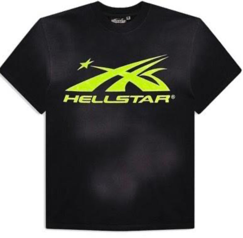HELLSTAR TEE DISTRESSED BLACK/LIME GREEN