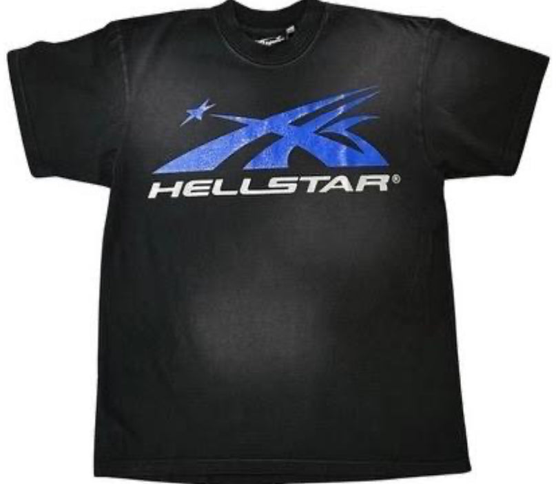 HELLSTAR TEE DISTRESSED BLACK/BLUE