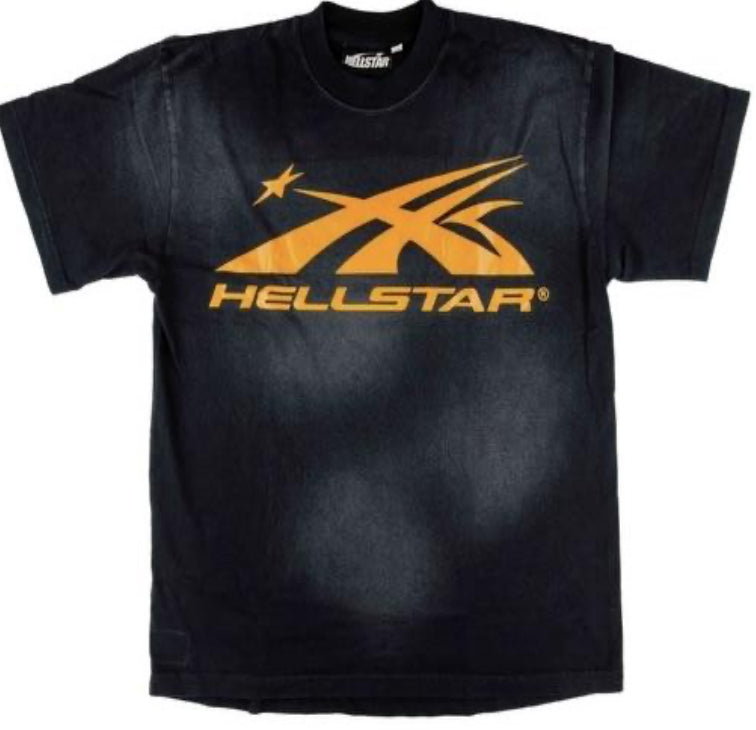 HELLSTAR TEE DISTRESSED BLACK/ORANGE