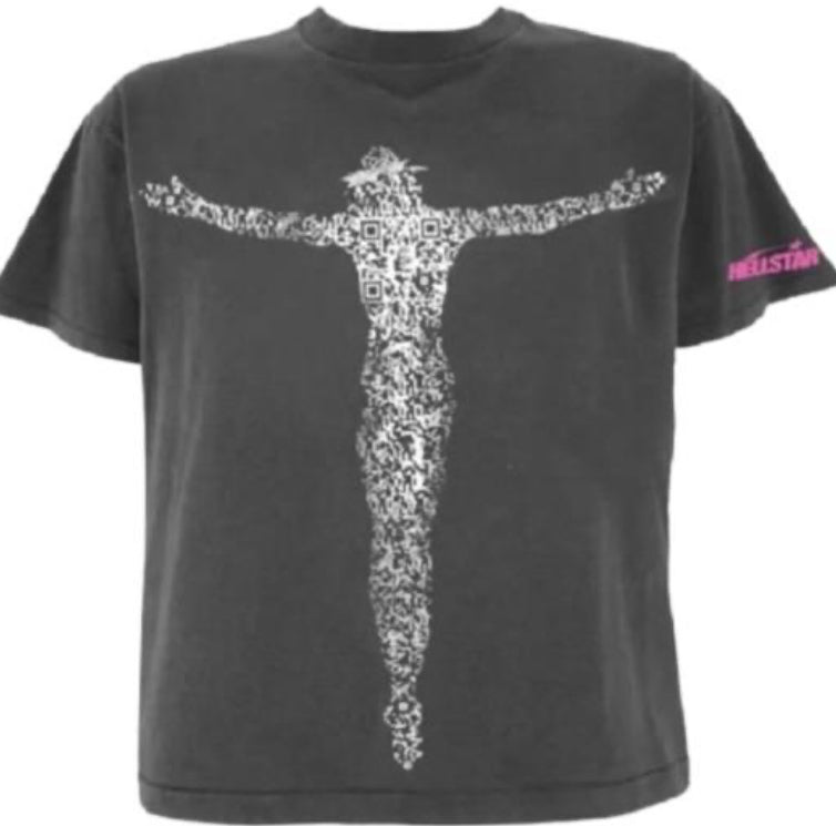 HELLSTAR TEE GRAPHIC DISTRESSED DARK GREY/WHITE/PINK