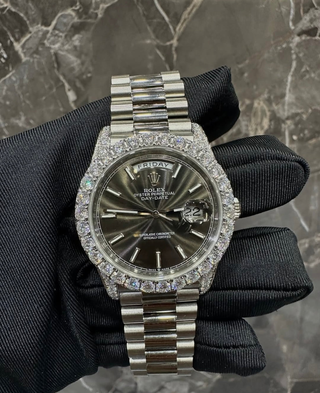 BUSSDOWN ROLEX DAY-DATE OYSTER PERPETUAL W/ DARK GREY DIAL