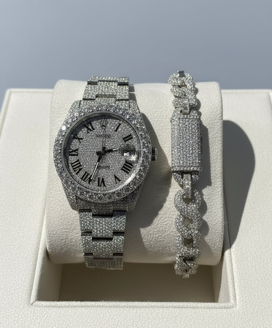 BUSSDOWN ROLEX DATEJUST+ MATCHING CUBAN LINK BRACELET